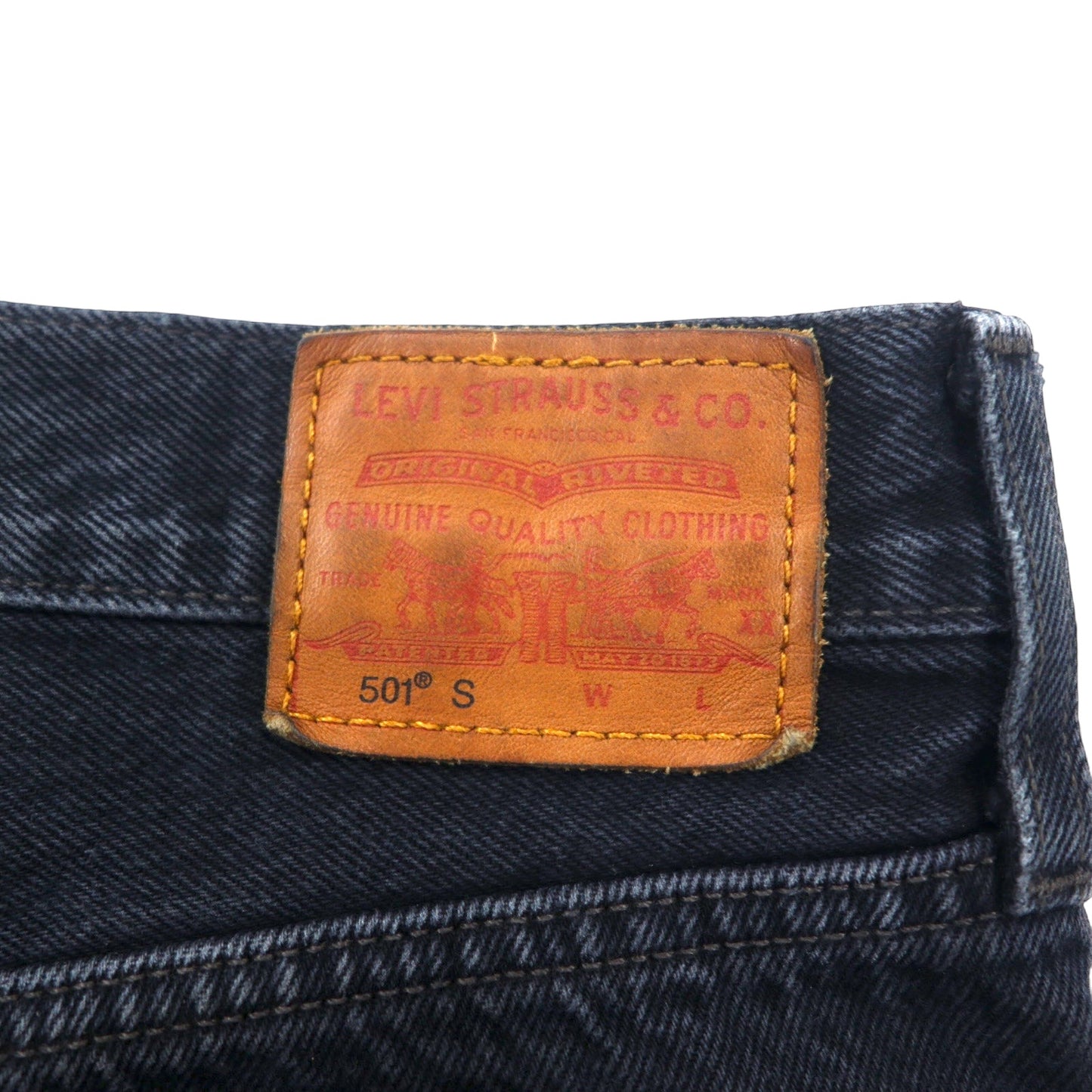 LEVI'S PREMIUM ビッグE ダメージ加工 スキニージーンズ ブラック デニムパンツ 29 コットン カットオフ 501 SKINNY BLACK LISTED 29502-0072