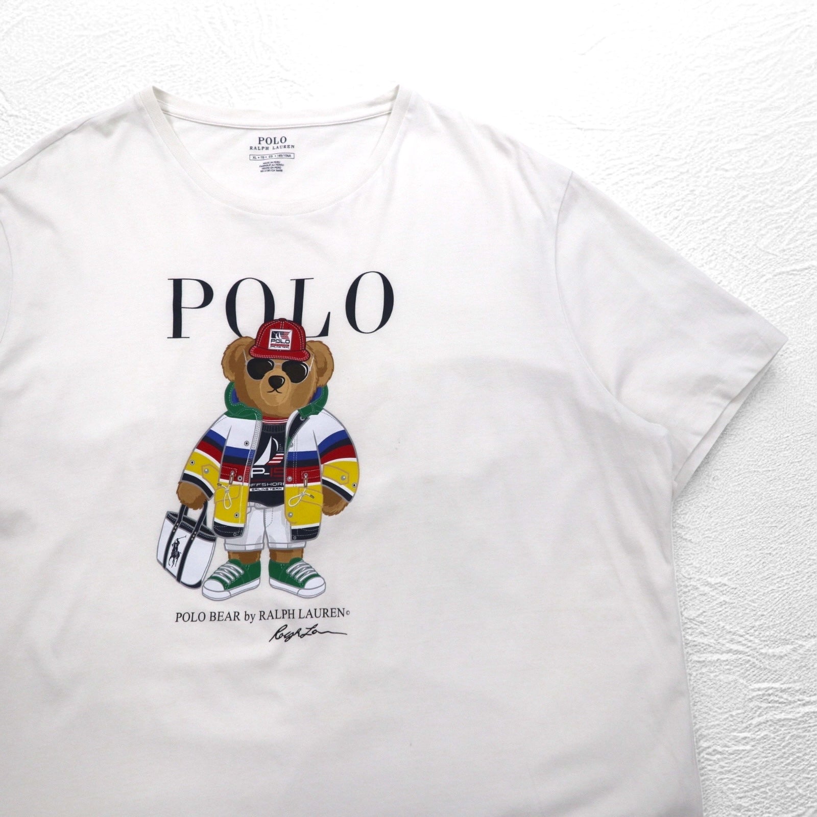 POLO RALPH LAUREN ポロベア Tシャツ XL ホワイト コットン ペルー製