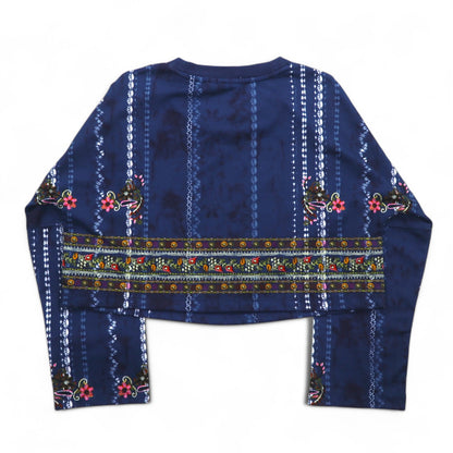 adidas originals クロップド スウェット M ネイビー ポリエステル 総柄 トレフォイルロゴ Cirande Sweat AY6896