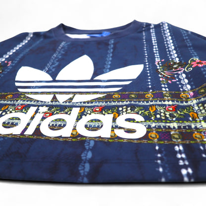 adidas originals クロップド スウェット M ネイビー ポリエステル 総柄 トレフォイルロゴ Cirande Sweat AY6896