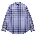 日本然リトテ-古着オンライン-RALPH LAUREN ボタンダウンシャツ L ブルー チェック コットン スモールポニー刺繍-RALPH LAUREN button-down Shirts L Blue Checked Cotton Small Pony Embroidery