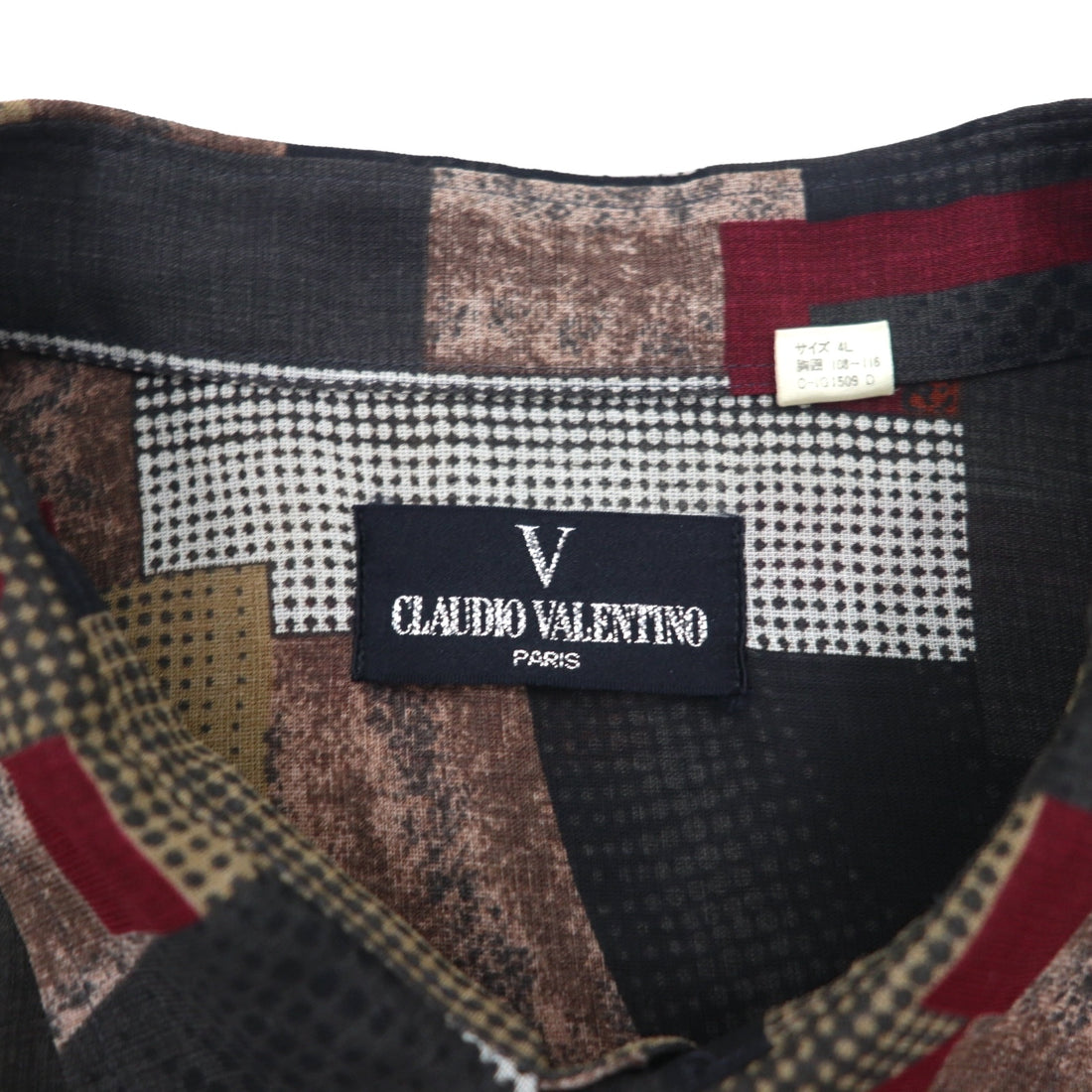 90年代 ビッグサイズ 半袖 レトロ 総柄 ポリシャツ CLAUDIO VALENTINO 4XL ブラック 総柄