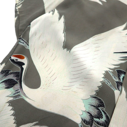 SUN SURF ( 東洋エンタープライズ ) 初期 旧タグ 和柄 鶴 アロハシャツ M カーキ レーヨン 511 M3241B