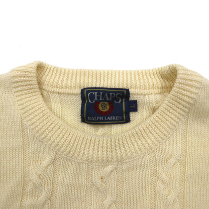 CHAPS RALPH LAUREN 90s Fisherman Aran Knit Sweater, Size L, Off-White, Wool, Cable Knit