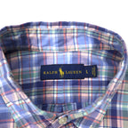 RALPH LAUREN Button-down shirt L Blue Check Cotton Small Pony Embroidery