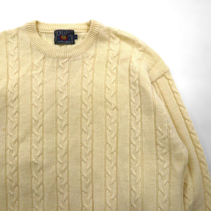 CHAPS RALPH LAUREN 90s Fisherman Aran Knit Sweater, Size L, Off-White, Wool, Cable Knit