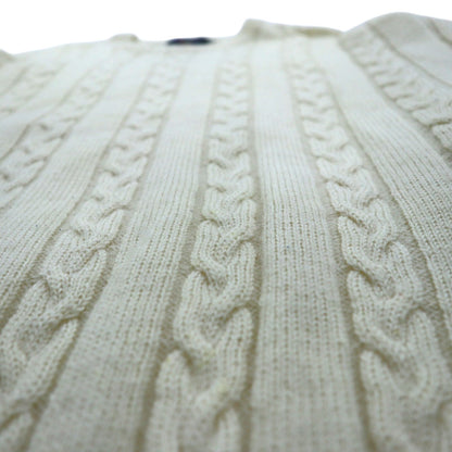 CHAPS RALPH LAUREN 90s Fisherman Aran Knit Sweater, Size L, Off-White, Wool, Cable Knit