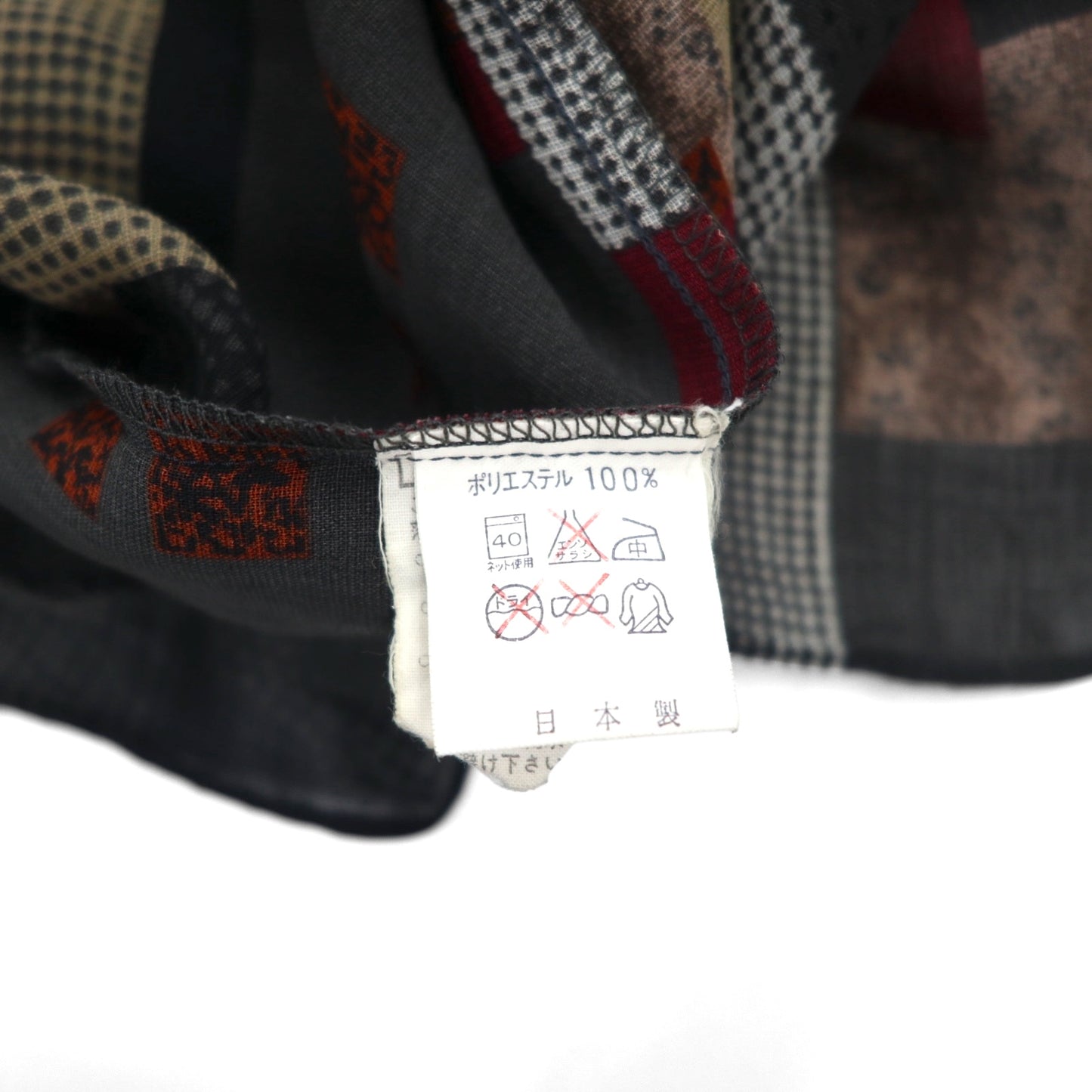 90s Big Size Short Sleeve Retro All-Over Print Polyester Shirt CLAUDIO VALENTINO 4XL Black All-Over Print