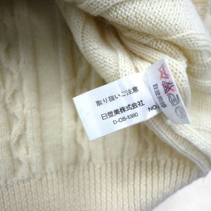 CHAPS RALPH LAUREN 90s Fisherman Aran Knit Sweater, Size L, Off-White, Wool, Cable Knit