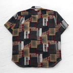 90年代 ビッグサイズ 半袖 レトロ 総柄 ポリシャツ CLAUDIO VALENTINO 4XL ブラック 総柄