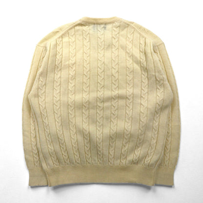 CHAPS RALPH LAUREN 90s Fisherman Aran Knit Sweater, Size L, Off-White, Wool, Cable Knit