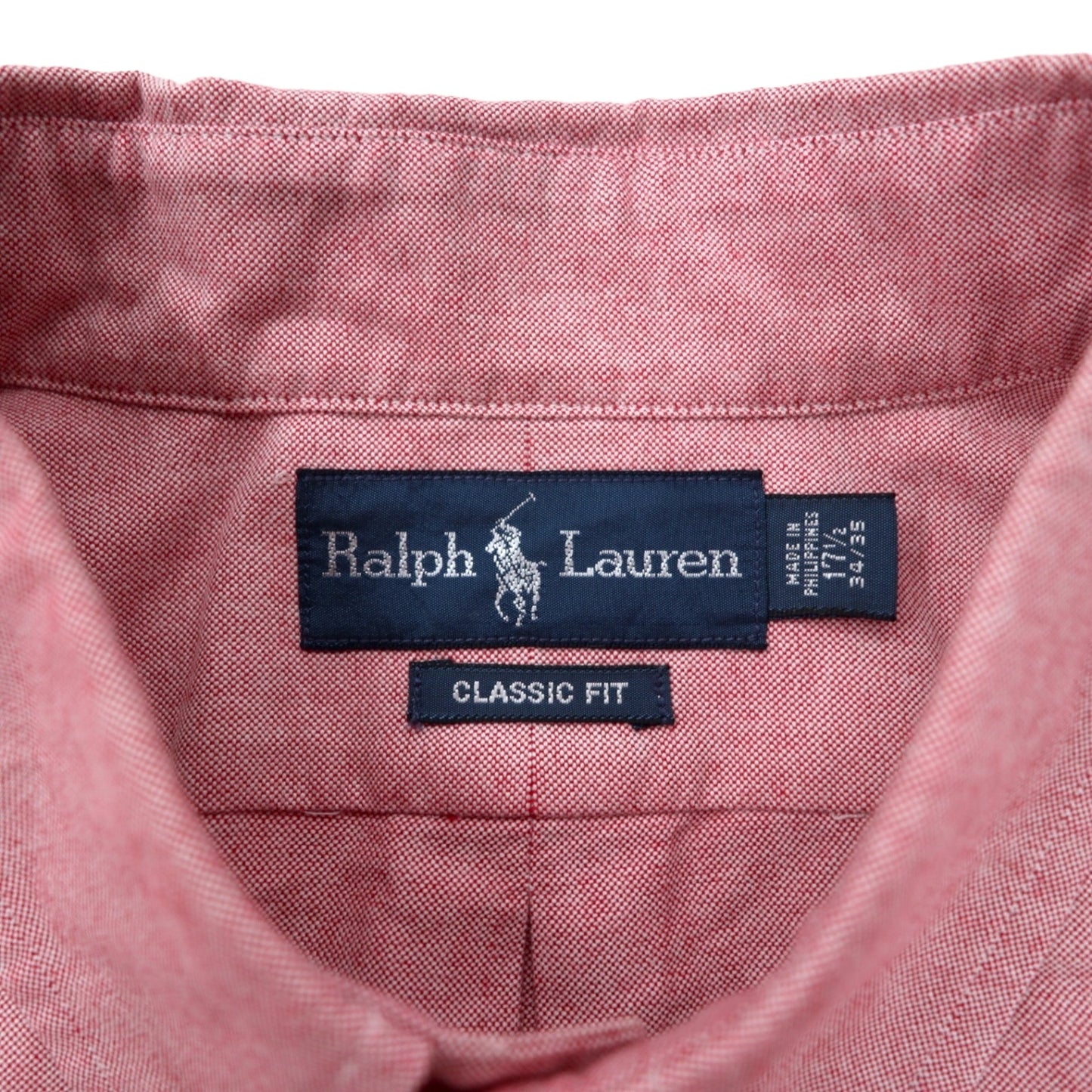 Ralph Lauren オックスフォード ボタンダウンシャツ 17.5-34/35 ピンク コットン CLASSIC FIT スモールポニー刺繍 ビッグサイズ