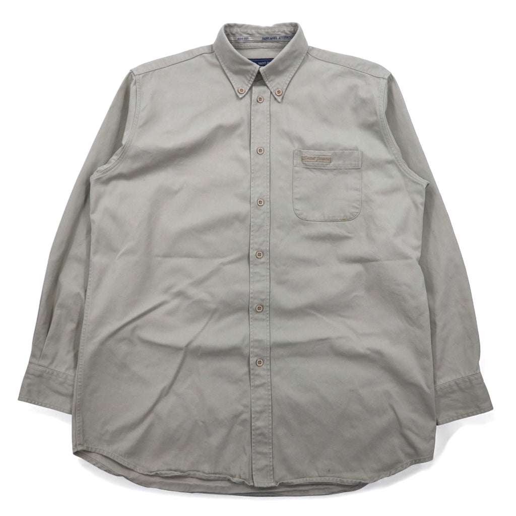 SAINT JAMES Button-down Chino Work Shirt, Medium, Beige, Cotton