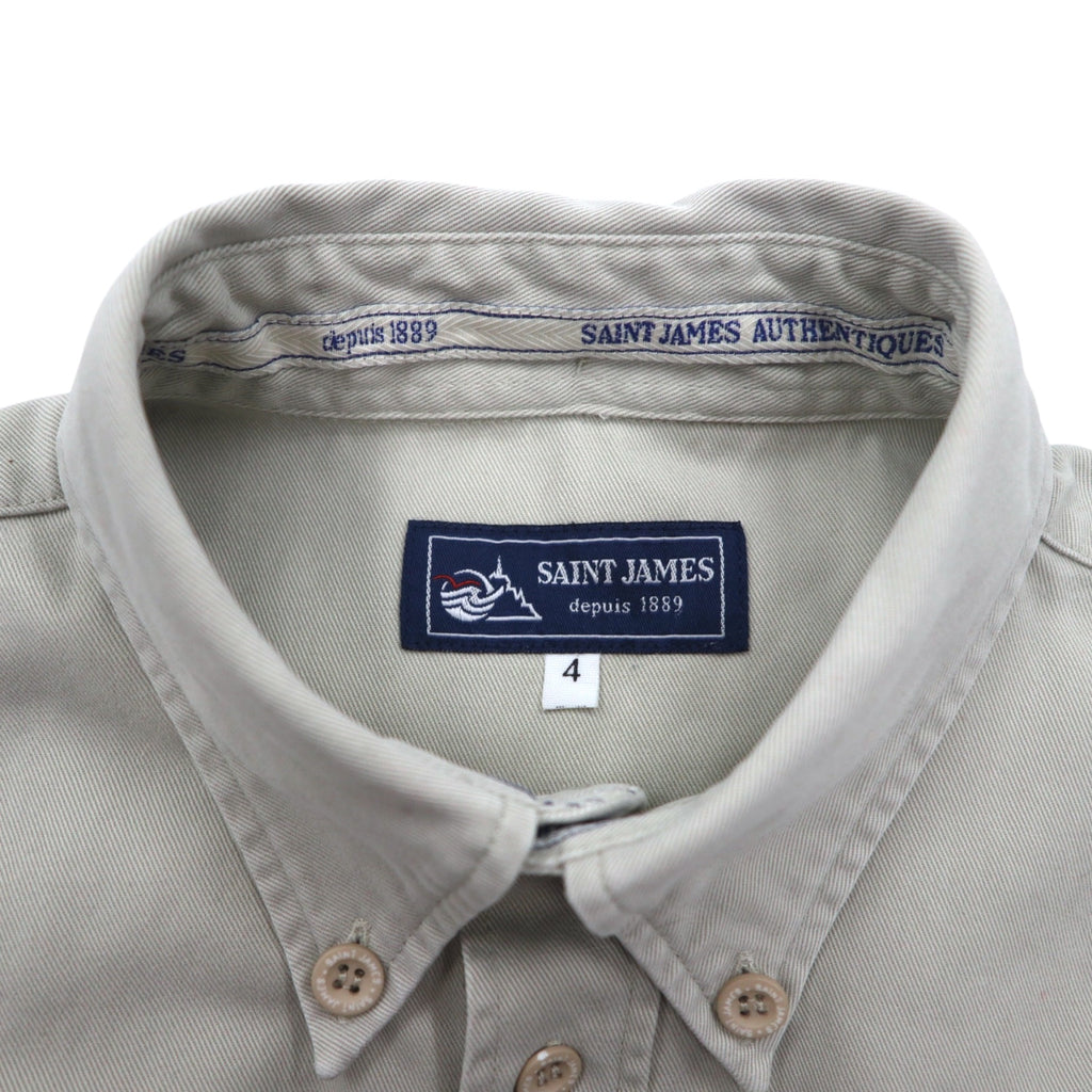 SAINT JAMES Button-down Chino Work Shirt, Medium, Beige, Cotton