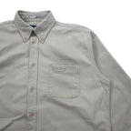 SAINT JAMES Button-down Chino Work Shirt, Medium, Beige, Cotton