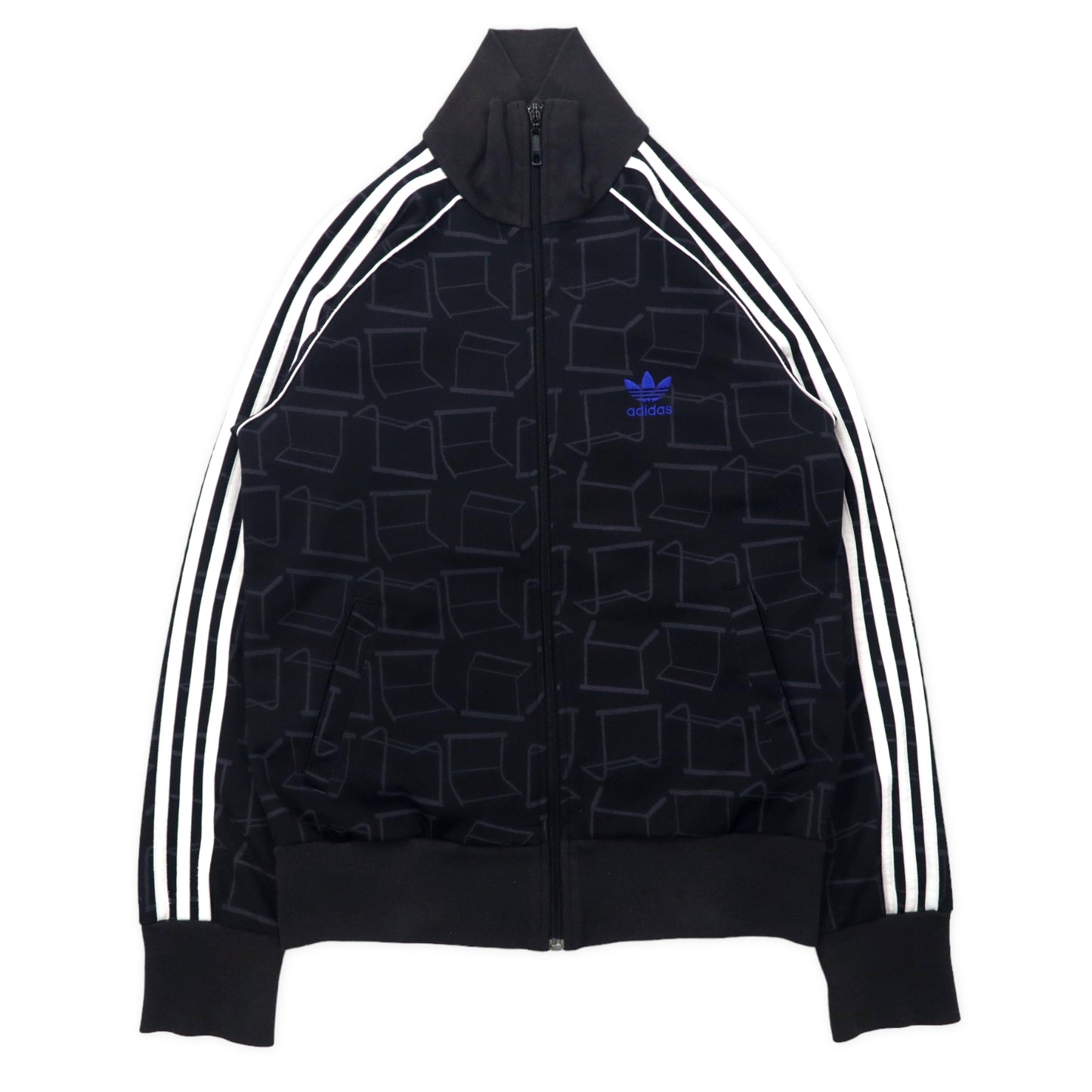 Adidas Originals 00s TRACK JACKET Jersey M Black Polyester USA Patterned 3  Striped Truffle Logo Embroidery