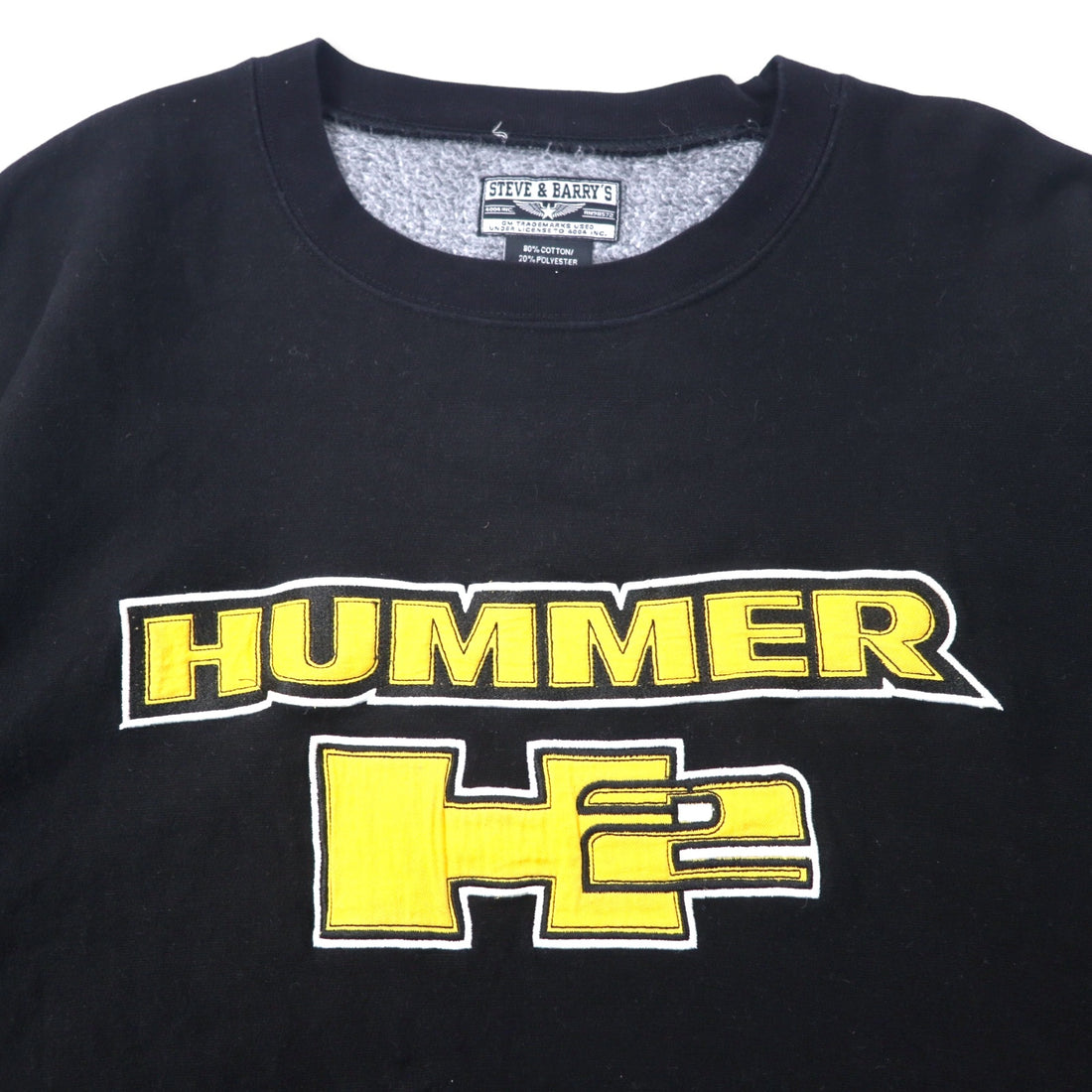 STEVE &amp; BARRY'S Reverse Weave Sweatshirt XL Black Cotton Brushed Back HUMMER Big Size