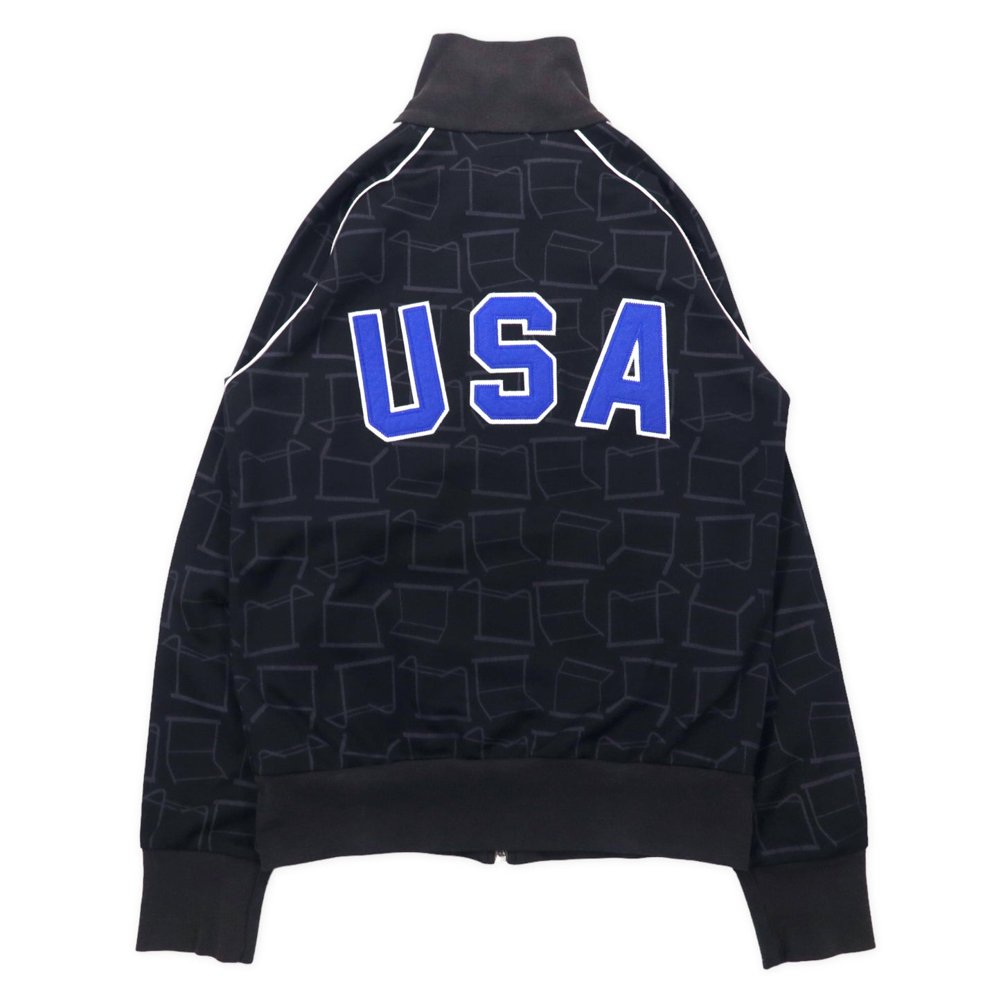 Adidas Originals 00s TRACK JACKET Jersey M Black Polyester USA Patterned 3  Striped Truffle Logo Embroidery