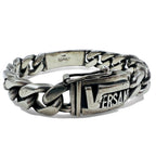 VERSANI 90s Vintage Iron Cross Kihei Chain ID Bracelet Silver 925