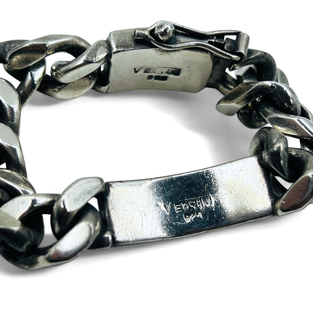 VERSANI 90s Vintage Iron Cross Kihei Chain ID Bracelet Silver 925