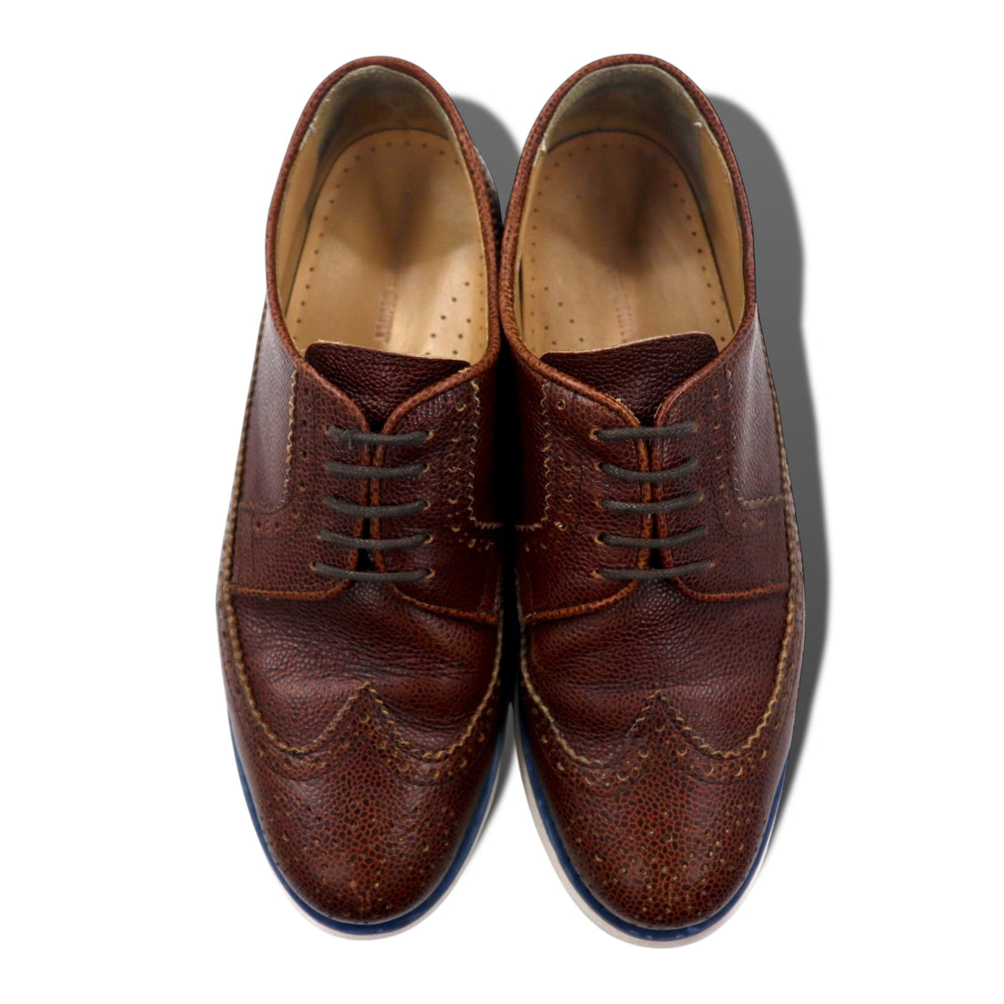 COMME des GARCONS SHIRT Wingtip Leather Shoes 27cm Brown Vibram Sole Leather Embossed MORFLEX W19600 MORFLEX
