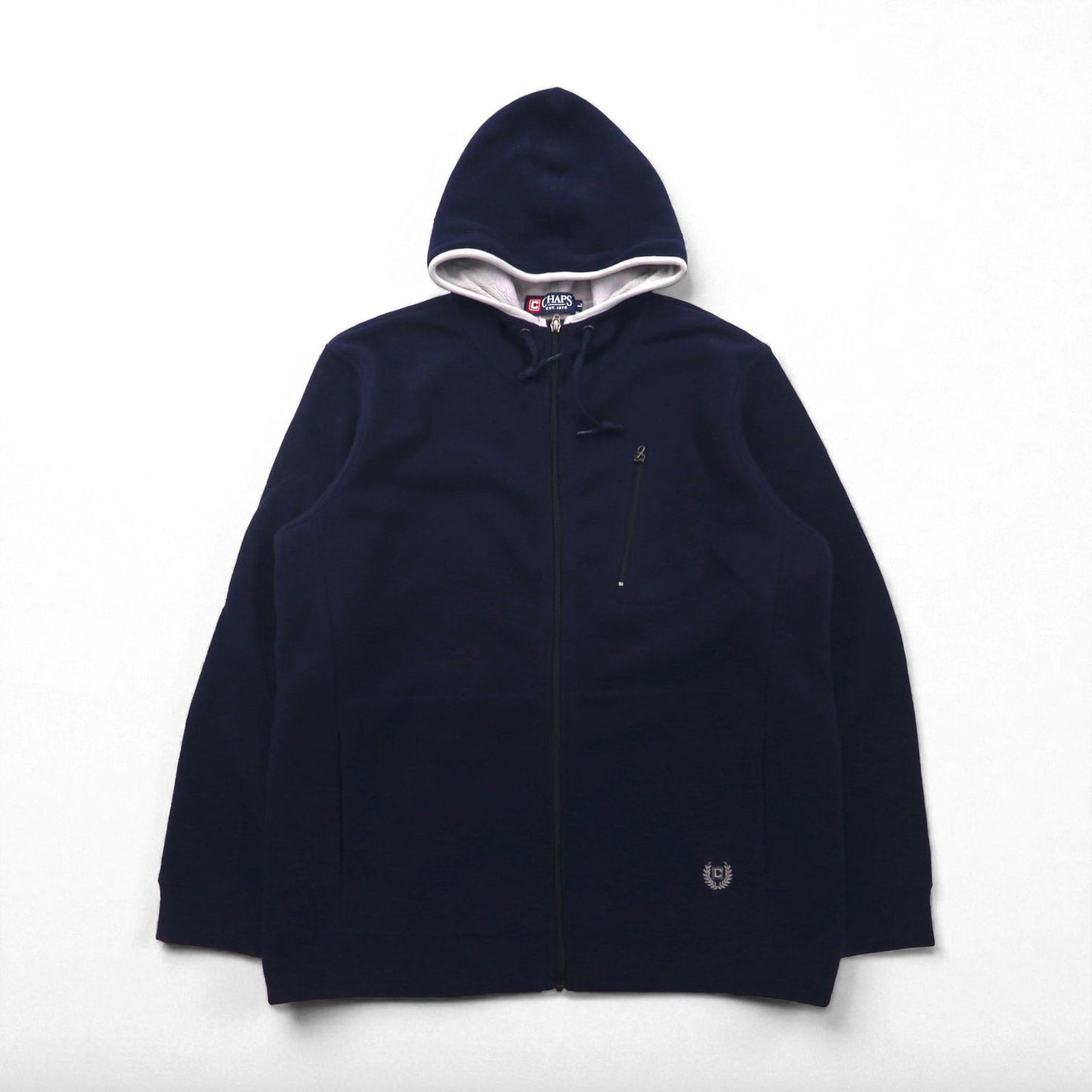 CHAPS RALPH LAUREN Full-Zip Hoodie, Size L, Navy, Fleece Liner, Polyester