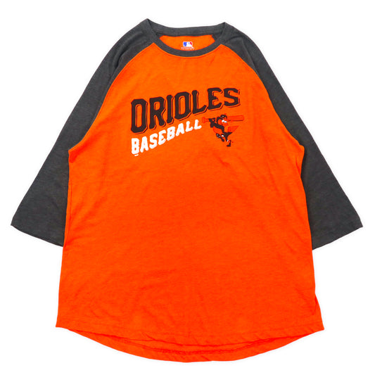 日本然リトテ-古着オンライン-MLB ORIOLES ベースボール ラグランTシャツ XL オレンジ コットン ビッグサイズ-MLB ORIOLES Baseball Raglan T-SHIRT XL Orange Cotton Big Size