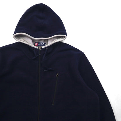 CHAPS RALPH LAUREN Full-Zip Hoodie, Size L, Navy, Fleece Liner, Polyester