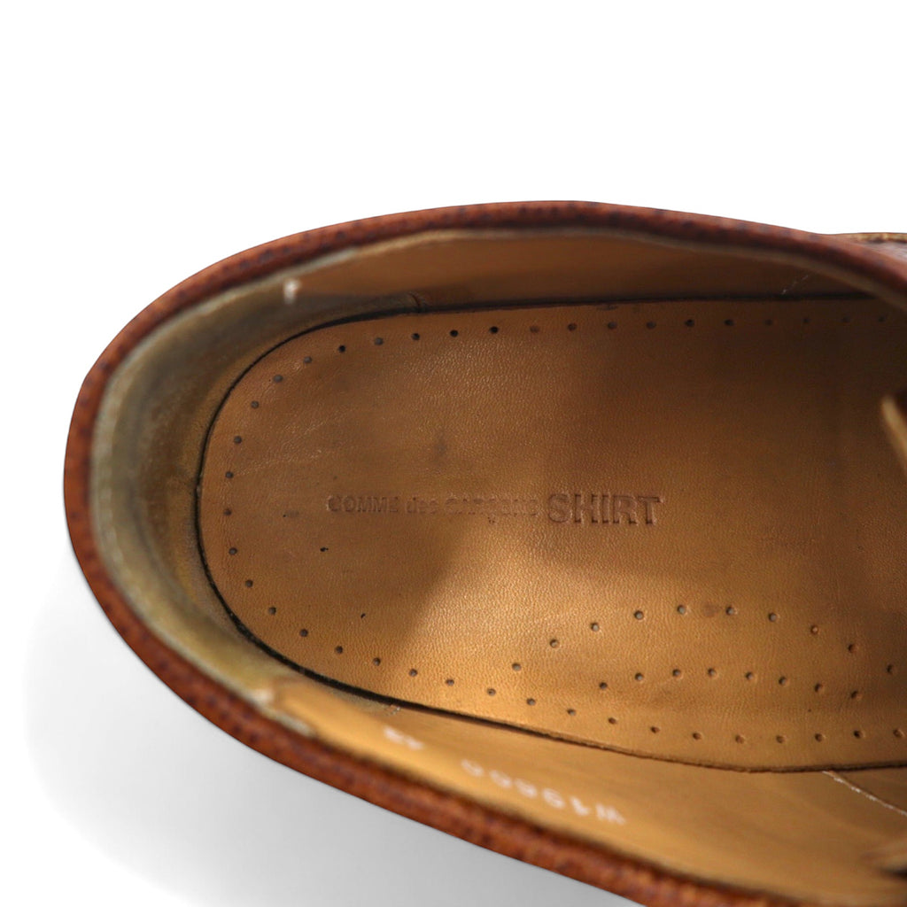 COMME des GARCONS SHIRT Wingtip Leather Shoes 27cm Brown Vibram Sole Leather Embossed MORFLEX W19600 MORFLEX