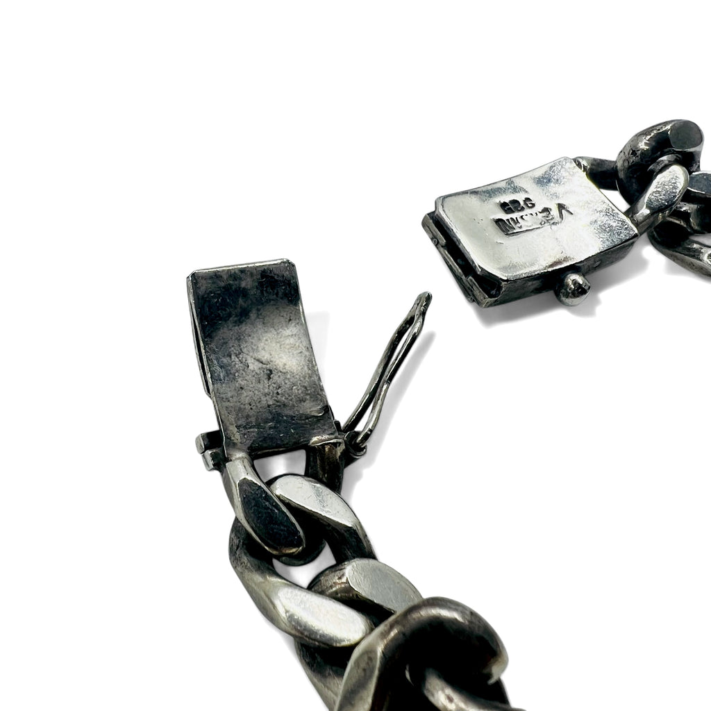 VERSANI 90s Vintage Iron Cross Kihei Chain ID Bracelet Silver 925