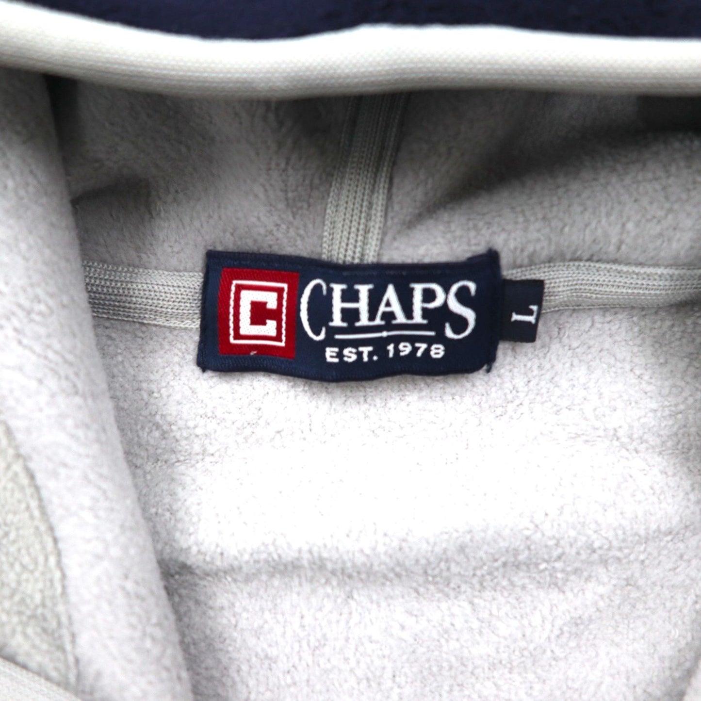 CHAPS RALPH LAUREN Full-Zip Hoodie, Size L, Navy, Fleece Liner, Polyester