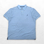 NAUTICA Classic Fit Polo Shirt XL Blue Border CLASSIC FIT One Point Logo Embroidery