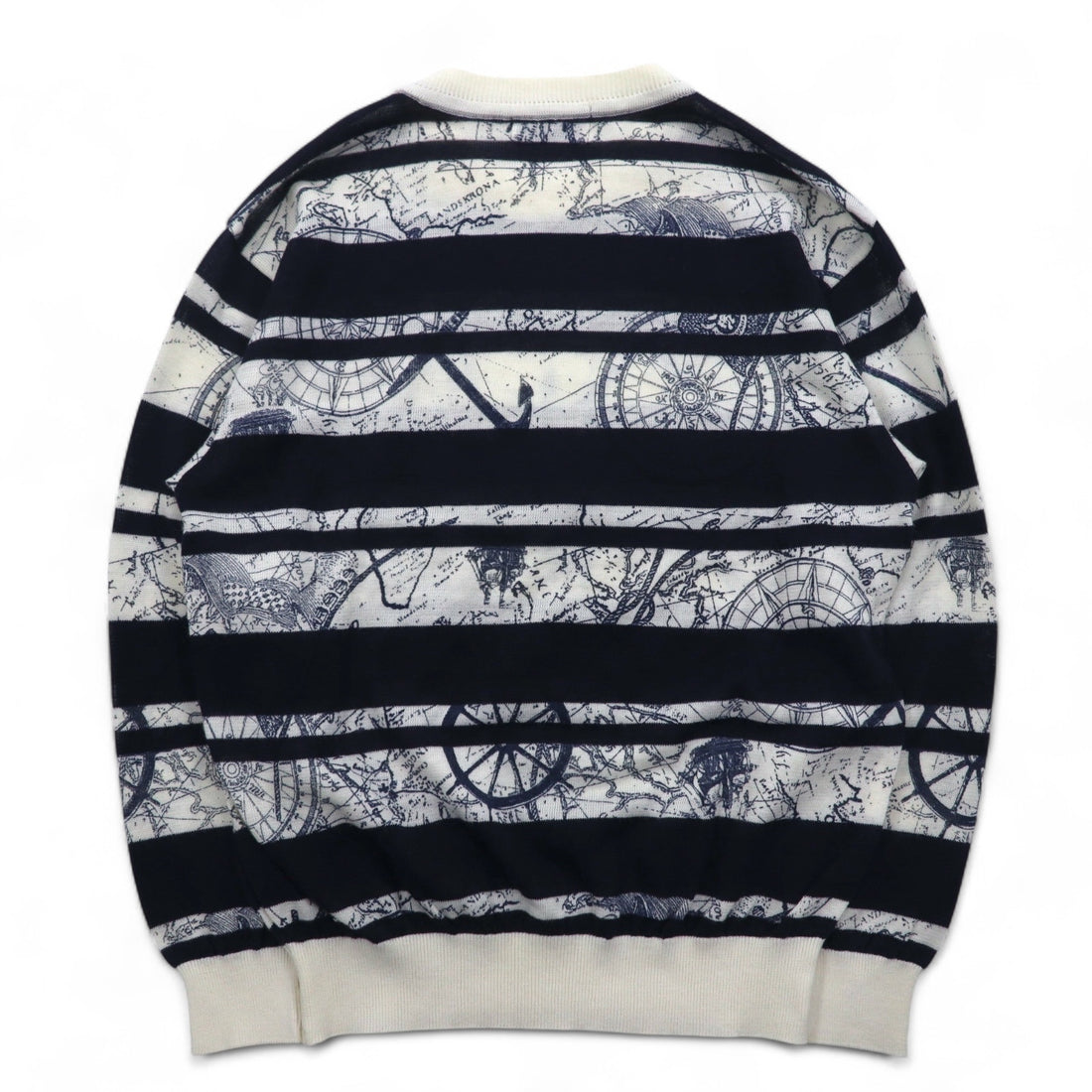 Vintage 90s Retro Striped Sweater WHIVY Linen Knit Sweater M White Border All-over Pattern Hemp