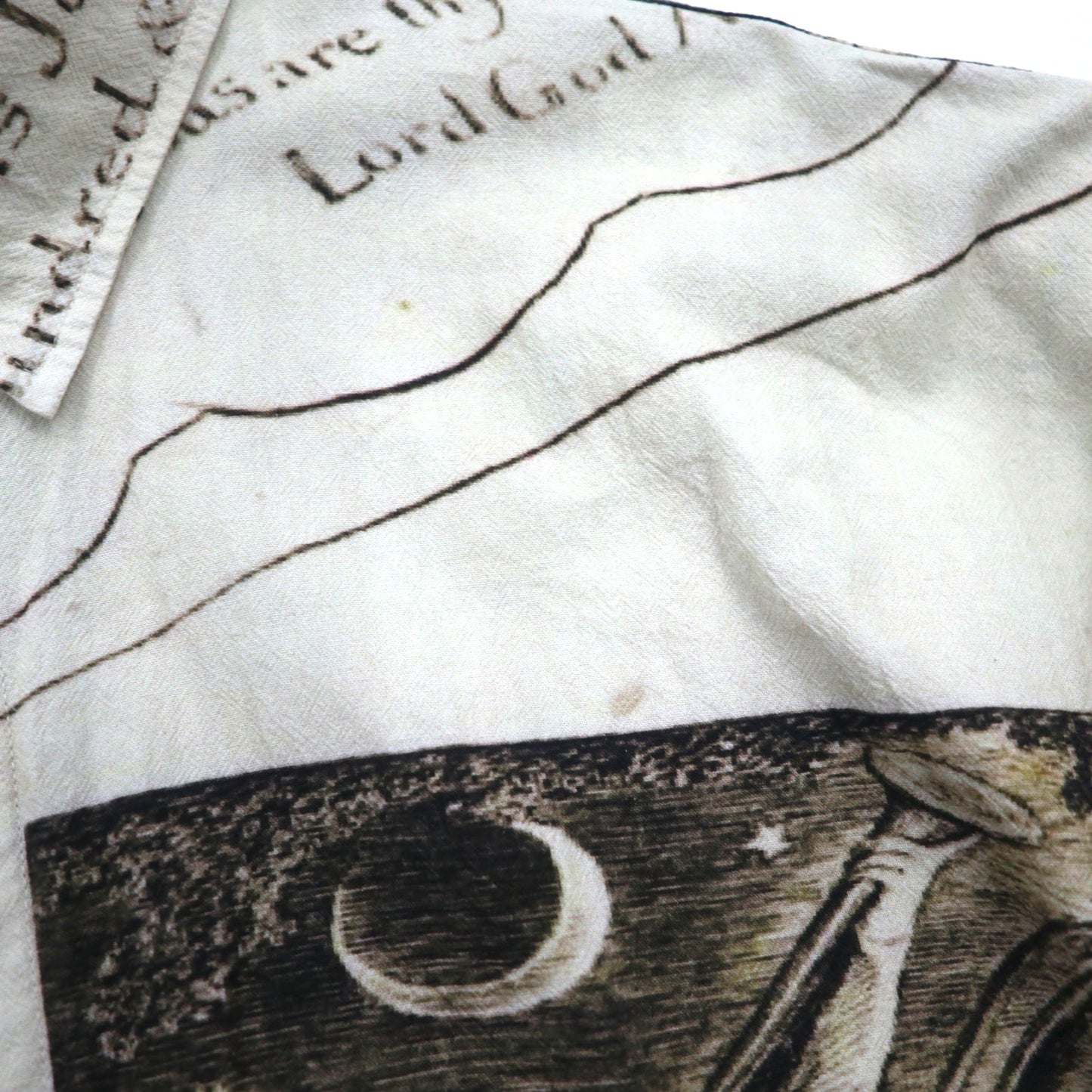 Leh 羽織 シャツ L ベージュ 総柄 インド綿 アート グラフィック 945