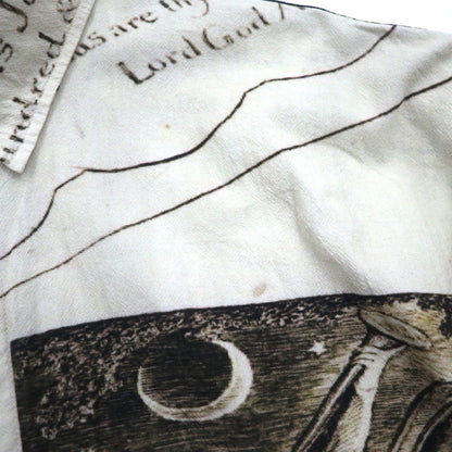 Leh 羽織 シャツ L ベージュ 総柄 インド綿 アート グラフィック 945