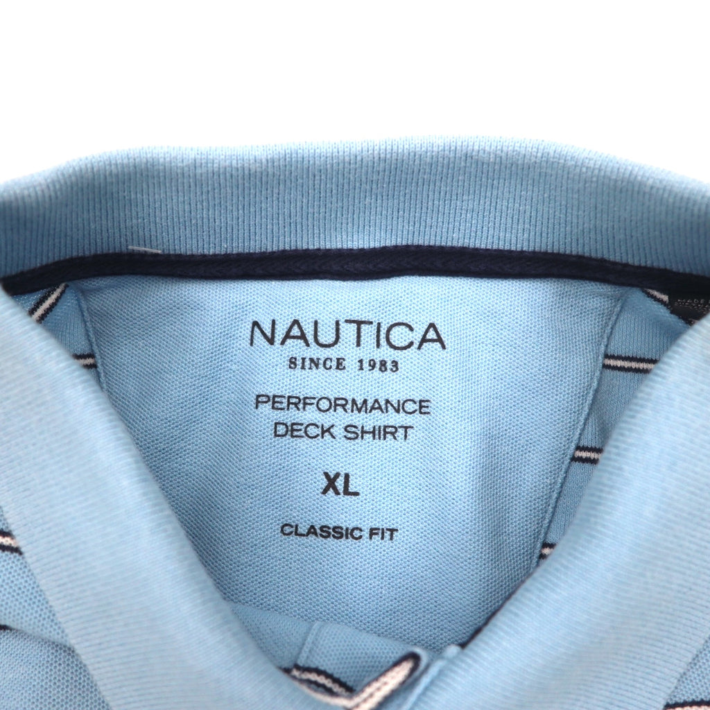 NAUTICA Classic Fit Polo Shirt XL Blue Border CLASSIC FIT One Point Logo Embroidery