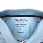 NAUTICA Classic Fit Polo Shirt XL Blue Border CLASSIC FIT One Point Logo Embroidery