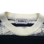 Vintage 90s Retro Striped Sweater WHIVY Linen Knit Sweater M White Border All-over Pattern Hemp