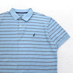 NAUTICA Classic Fit Polo Shirt XL Blue Border CLASSIC FIT One Point Logo Embroidery