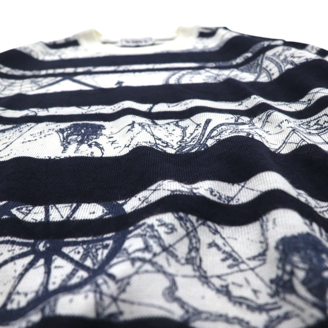 Vintage 90s Retro Striped Sweater WHIVY Linen Knit Sweater M White Border All-over Pattern Hemp