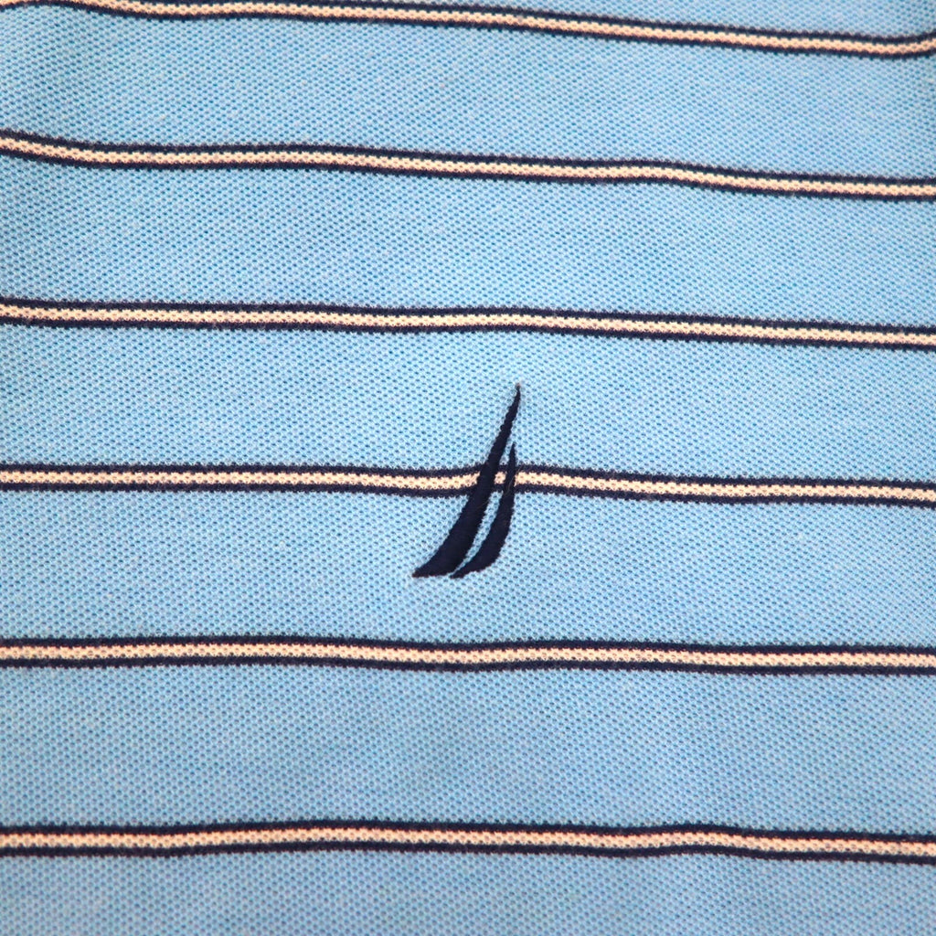 NAUTICA Classic Fit Polo Shirt XL Blue Border CLASSIC FIT One Point Logo Embroidery