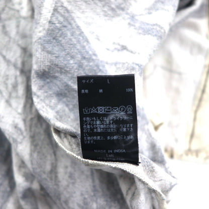 Leh 羽織 シャツ L ベージュ 総柄 インド綿 アート グラフィック 945