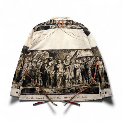 Leh 羽織 シャツ L ベージュ 総柄 インド綿 アート グラフィック 945