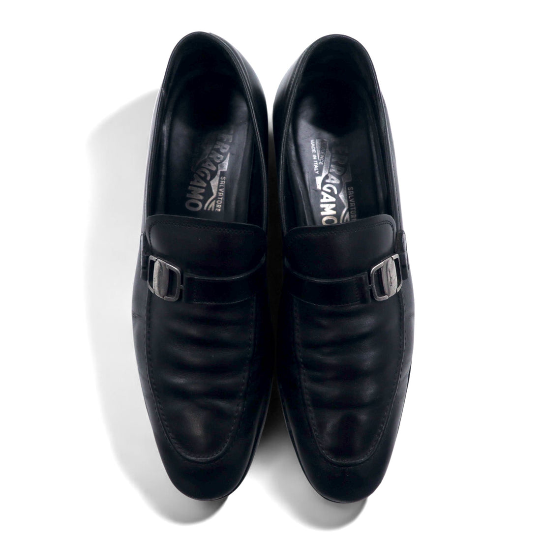 Salvatore Ferragamo Italian Made Gancini Bit Loafers 26cm Black Leather 49VF 54959