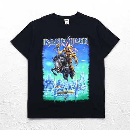 IRON MAIDEN アイアン メイデン バンド Tシャツ L ブラック 両面プリント ユニオンジャック FRUIT OF THE LOOM モロッコ製