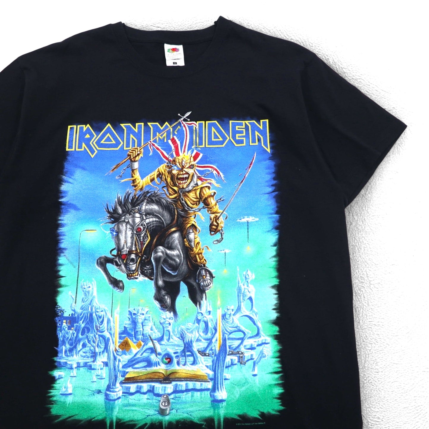 IRON MAIDEN アイアン メイデン バンド Tシャツ L ブラック 両面プリント ユニオンジャック FRUIT OF THE LOOM モロッコ製