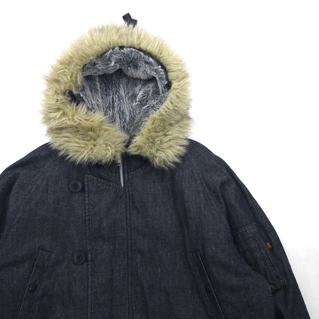 ALPHA INDUSTRIES N-3B デニム フライトジャケット XL ボアライナー 裏地 ファー着脱式