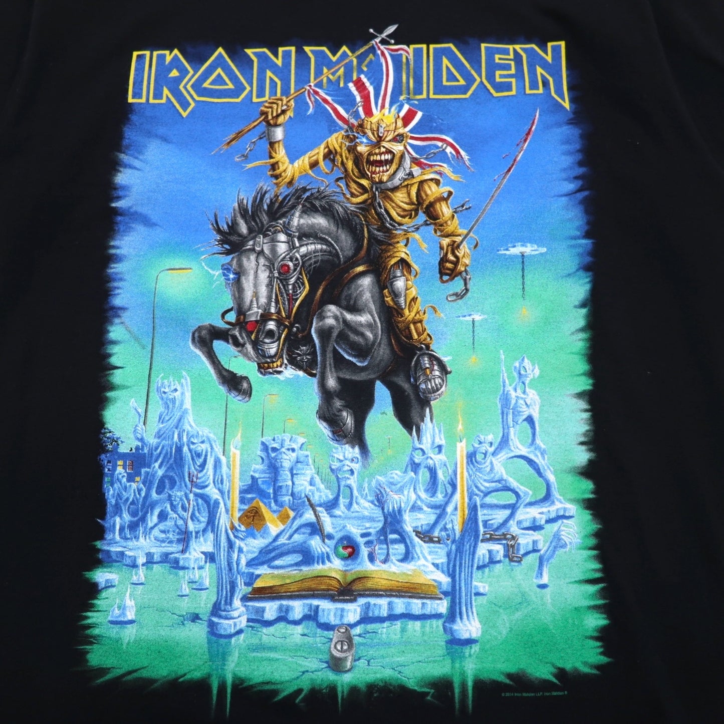IRON MAIDEN アイアン メイデン バンド Tシャツ L ブラック 両面プリント ユニオンジャック FRUIT OF THE LOOM モロッコ製