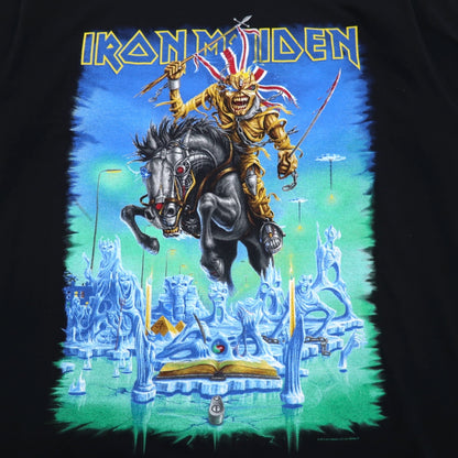 IRON MAIDEN アイアン メイデン バンド Tシャツ L ブラック 両面プリント ユニオンジャック FRUIT OF THE LOOM モロッコ製