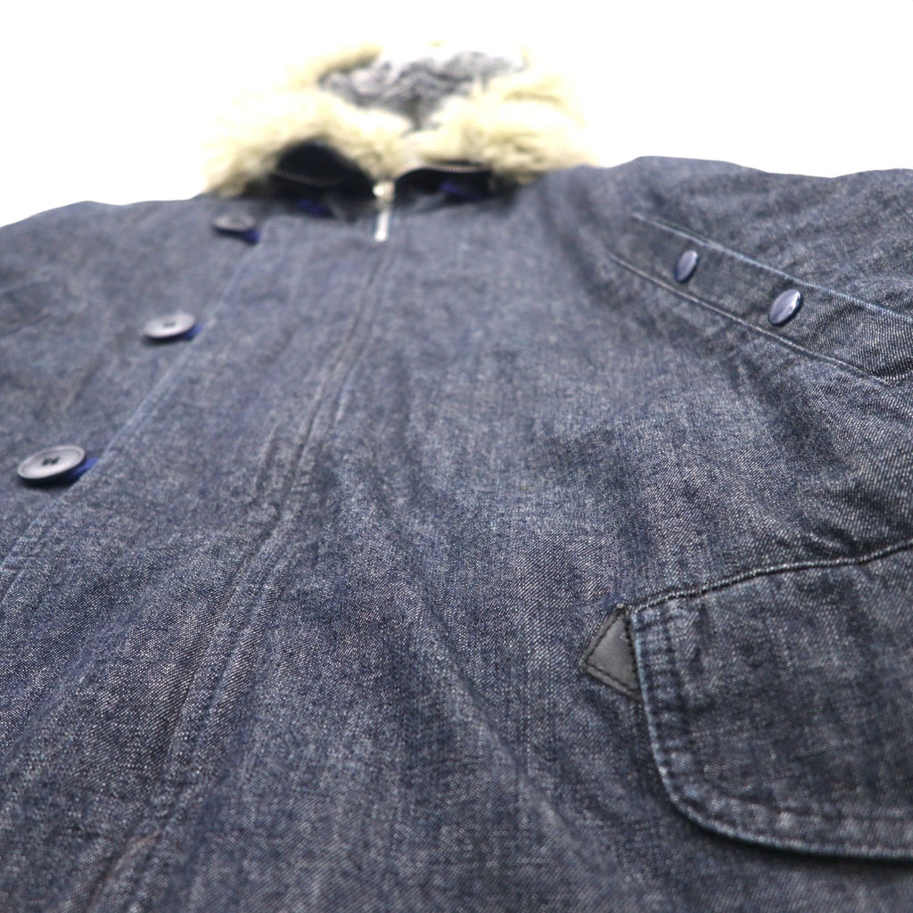 ALPHA INDUSTRIES N-3B Denim Flight Jacket, XL, with Boa Liner and Detachable Fur Lining